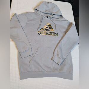 Adidas Light Gray Hoodie with Camo Design